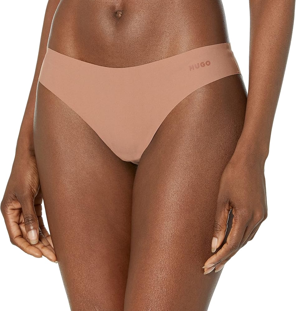 HUGO Womens Laser Cut Low Rise Brief Bikini Style Underwear, Carmel Beige, Medium US