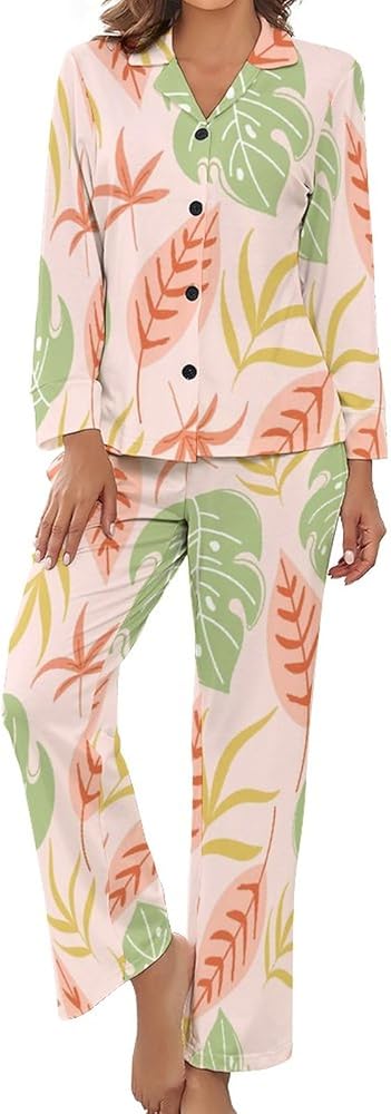 Women's Pajama Set | 2-Piece Sleepwear Nightwear Set | V-Neck Long Sleeve Top with Buttons | Pants with Pockets |