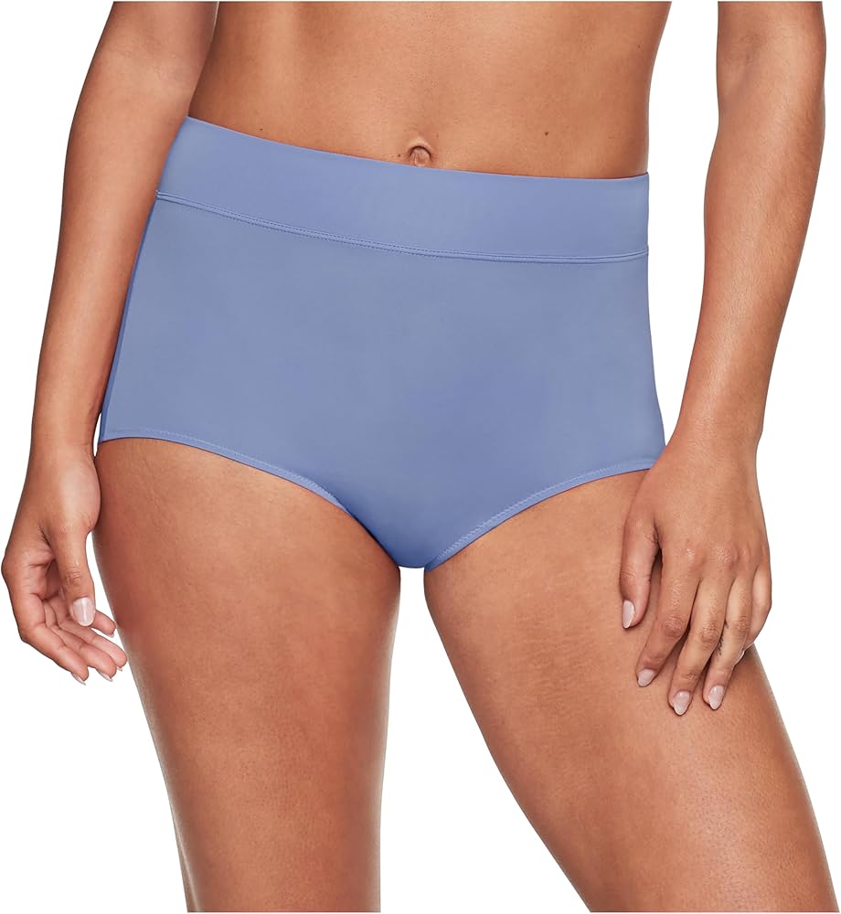 Warner's Women's No Pinching No Problems Dig-Free Comfort Waist Microfiber Brief 5738, Periwinkle