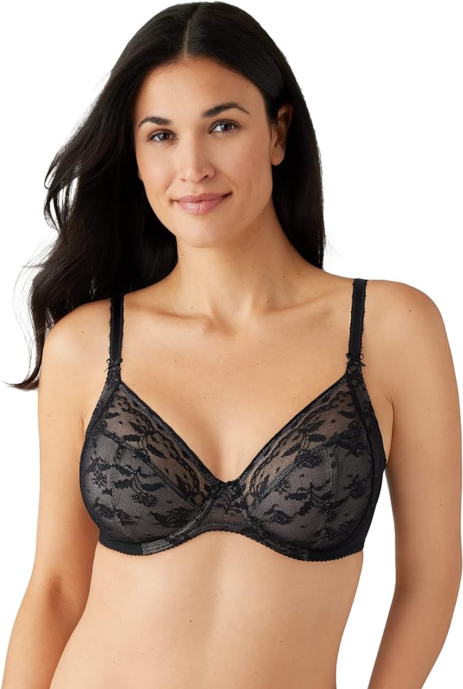 Wacoal Women's Lifted in Luxury Full Figure Lace Unlined Underwire Bra, Black, 38G