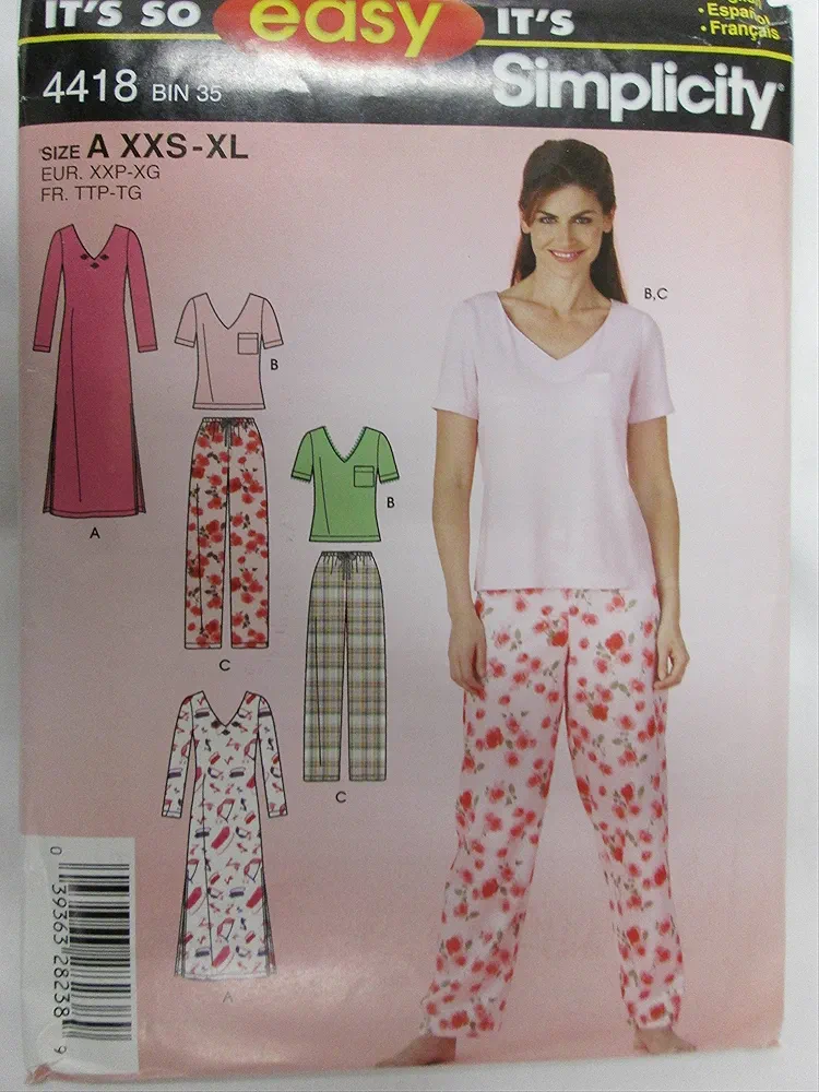 It's so Easy It's Simplicity (4418) Xxs-xl Women's Pajamas