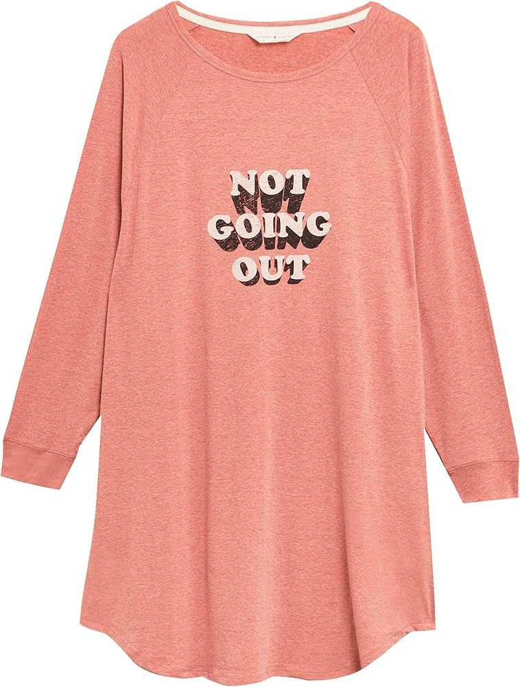 Marks & Spencer Women's Loungewear ''Not Going Out' Slogan Long Sleeve Nightshirt