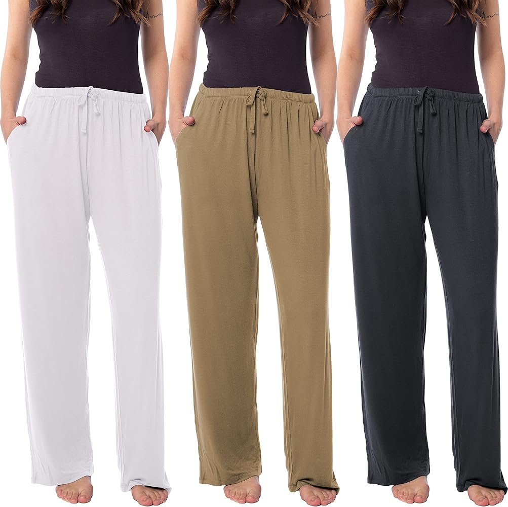 Sexy Basics Women's 3 Pack Super Soft Drawstring Yoga Lounge PJ Sleep Pants