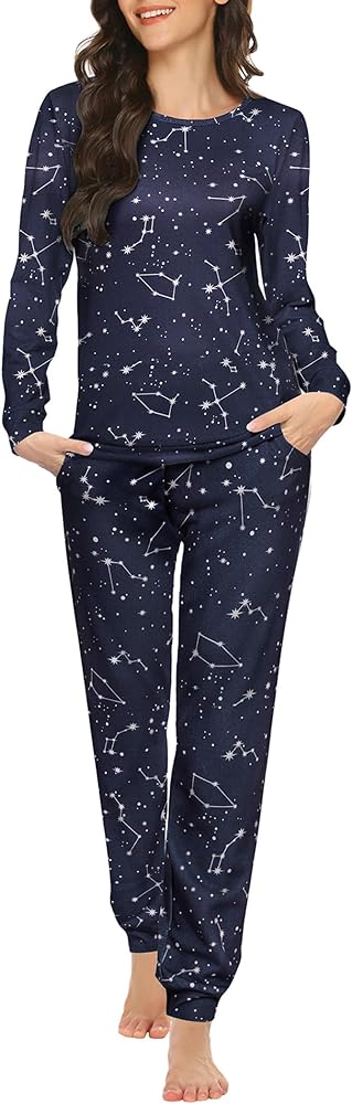 Ekouaer Pajama Sets Long Sleeve Jogger Sets 2 Piece Lounge Sets PJ Sets Sleepwear Loungewear for Women