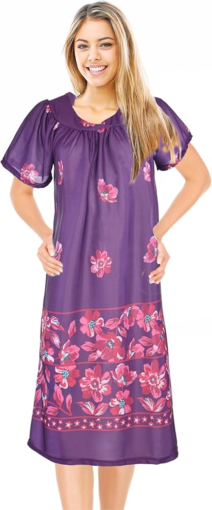 JEFFRICO Womens Nightgowns Muumuu Lounger House Dress Sleepwear Silky Soft Pajama Dress Nightshirts