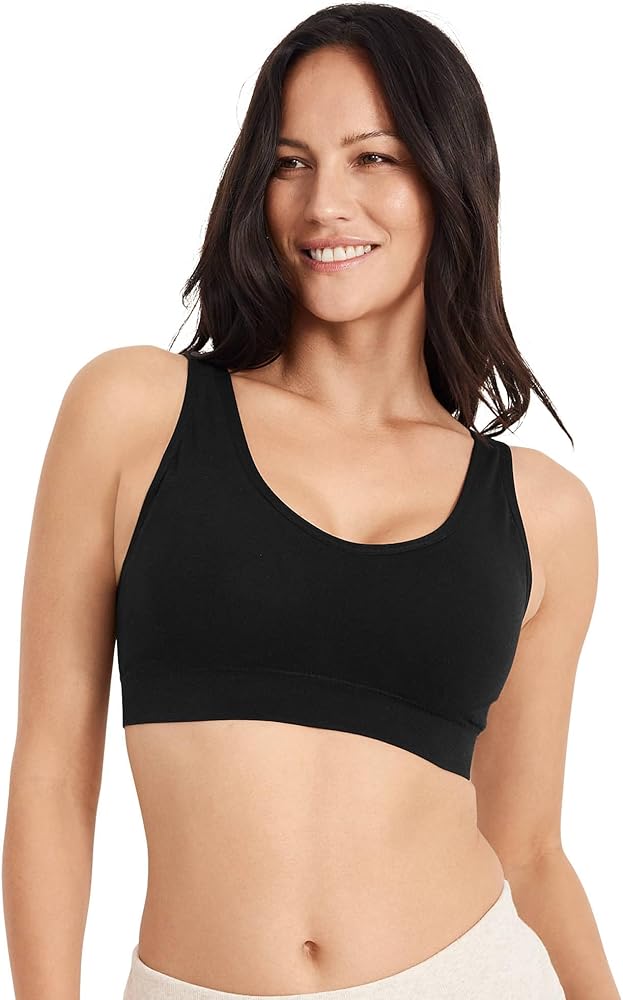 Jockey Women's Bra Cotton Blend Seamfree Light Support Bralette, Black Night, S