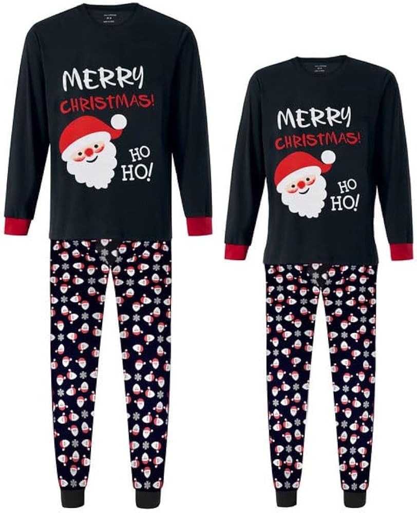 GRPSKCOS Matching Christmas Pajamas Set, Xmas Santa Claus PJs Holiday Sleepwear Festival Nightwear for Mens Womens