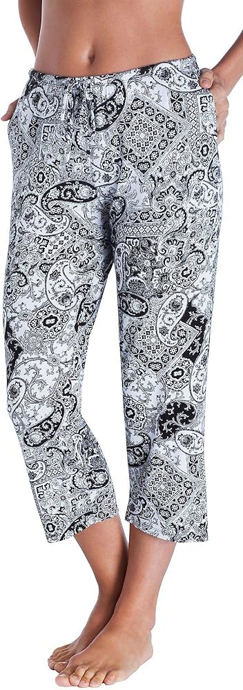 ELLEN TRACY womens Cropped Pant Pajama Bottom, Paisley, Large US