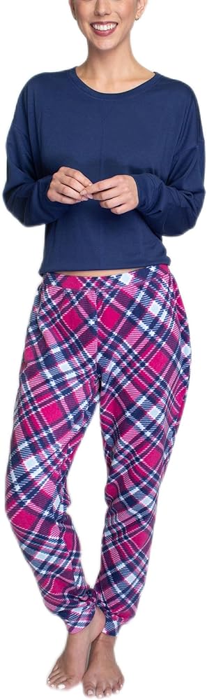 Hanes Women's Comfort Sleep Legacy Rib Knitted Top And Jogger Bottom Pajama Set, Multiple Colors, Multiple Sizes