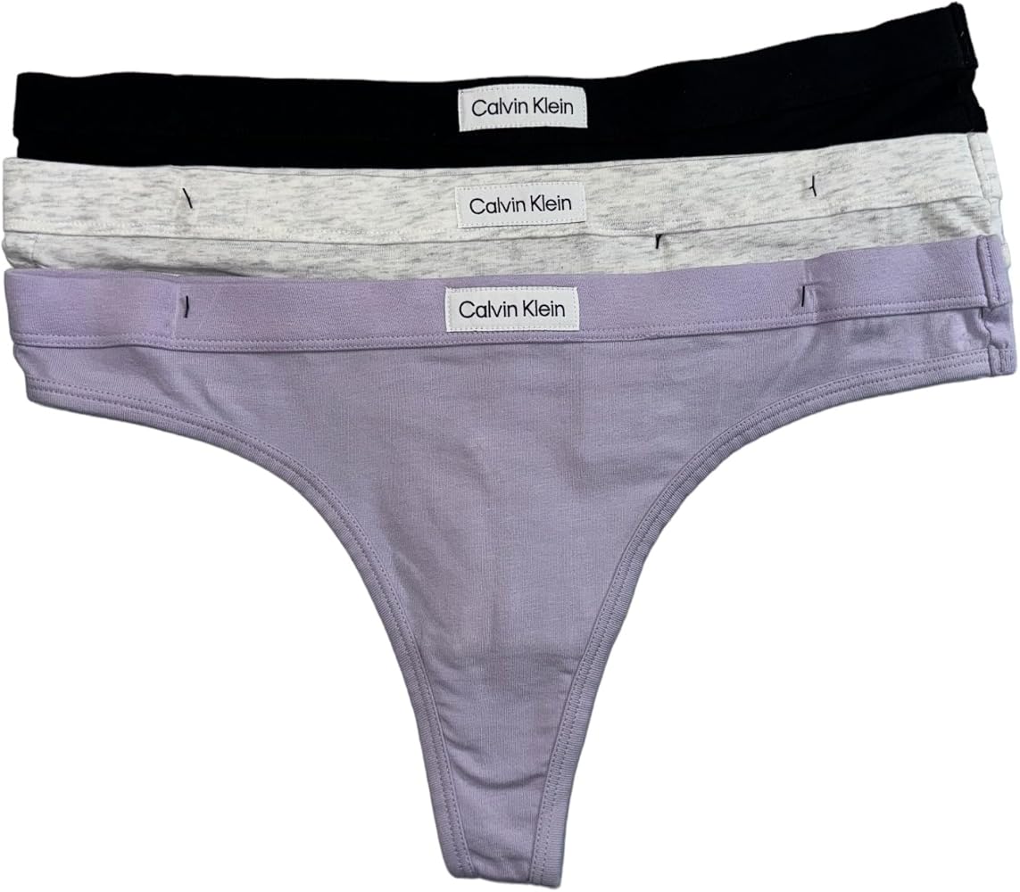 Calvin Klein Women’s Cotton Logo Tag Thong 3 Pack (US, Alpha, Medium, Regular, Regular, B(qp3130-902-W_P)