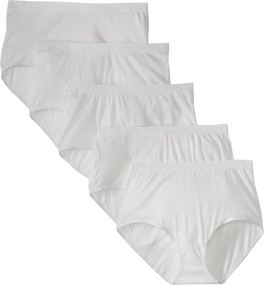 Fruit Of The Loom Women's Plus Size "Fit For Me" 5 Pack Cotton Brief Panties