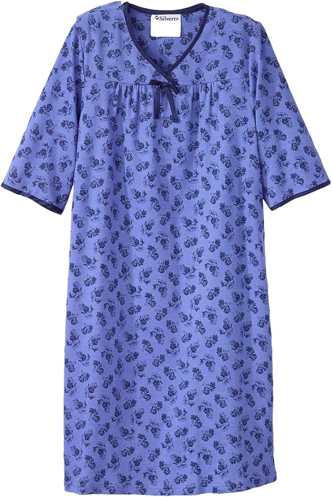 Silverts Women's Open Back Hospital Gown - Soft Adaptive Nightgown for Elderly, Maternity, Surgery, Labor & Delivery