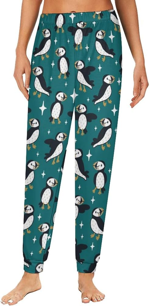 Cute Puffins Women Pajama Pants Lounge Pajama Bottoms Soft Sleepwear Trousers Homewear