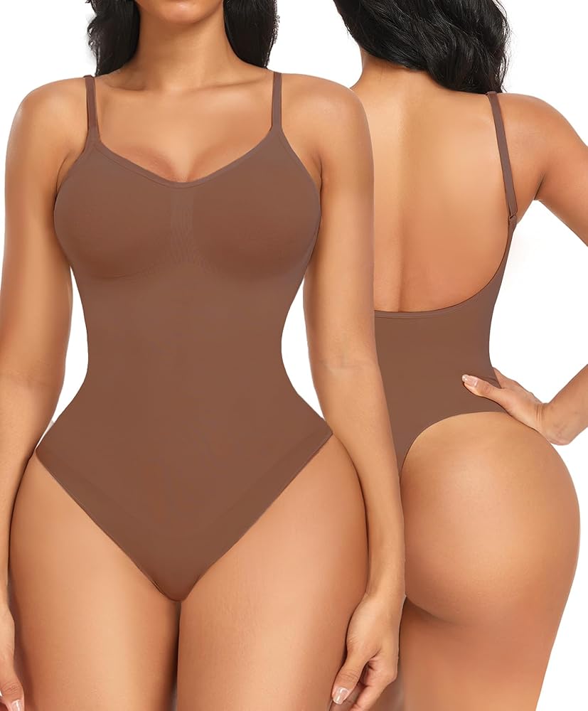 Bodysuit Shapewear for Women Tummy Control Thong Low Back Body Shaper Backless Seamless Full Body Shapewear