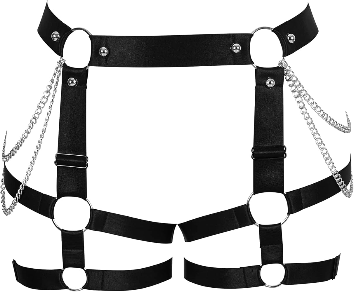 Womens Plus Size Leg Belt Garter Belt Harness Body Cage High Waist Hollow Out Gothic Punk Dance Rave