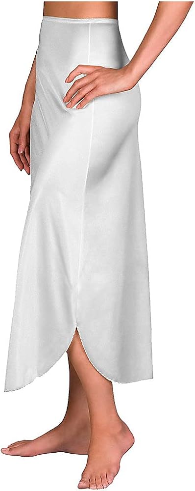 Velrose Women's Nylon Essentials Double Slit 1/2 Slip 2116 M White