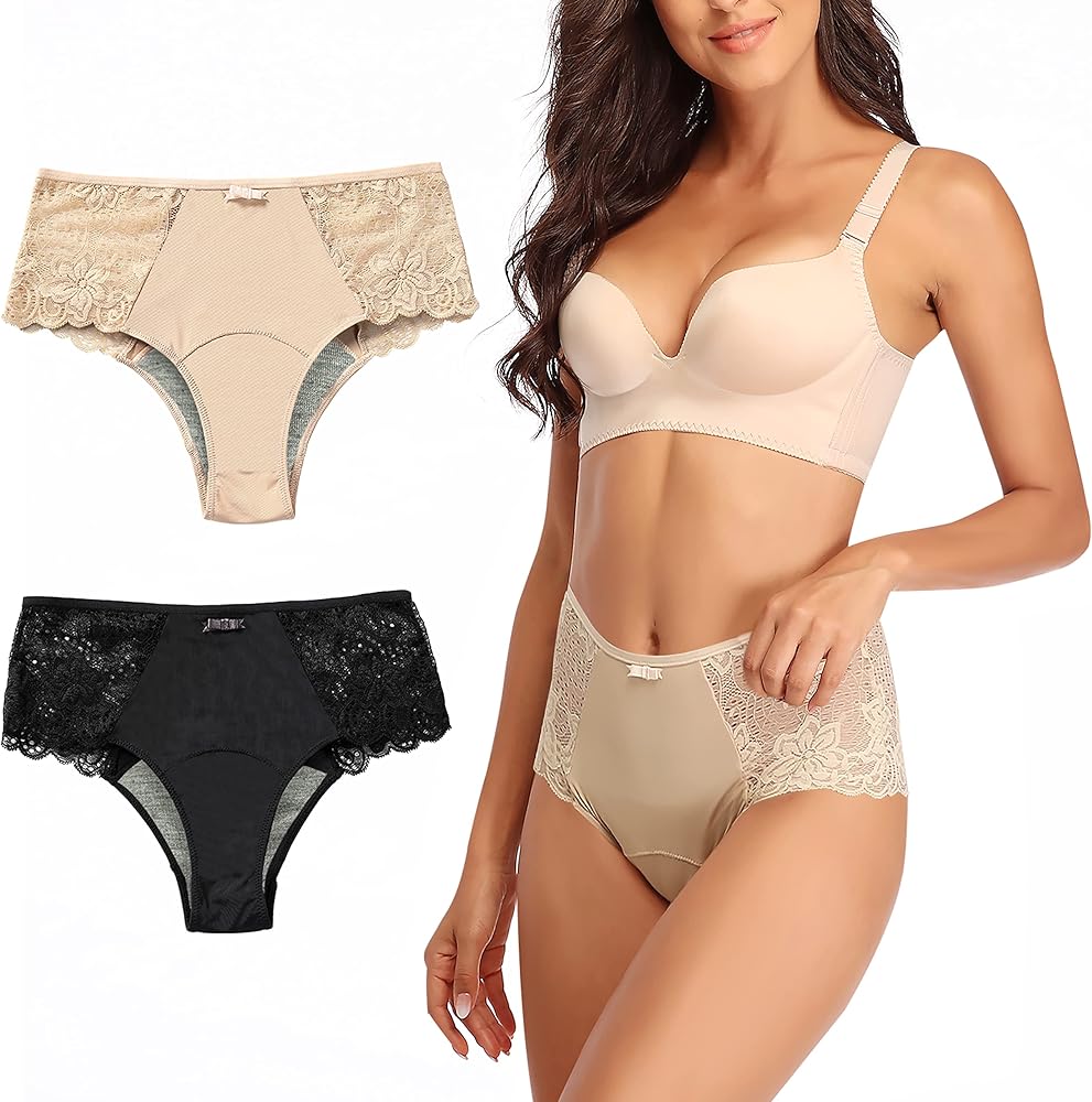 Period Underwear for Women, Leakproof Period Panties, Lace Menstrual Underwear Breathable & Soft