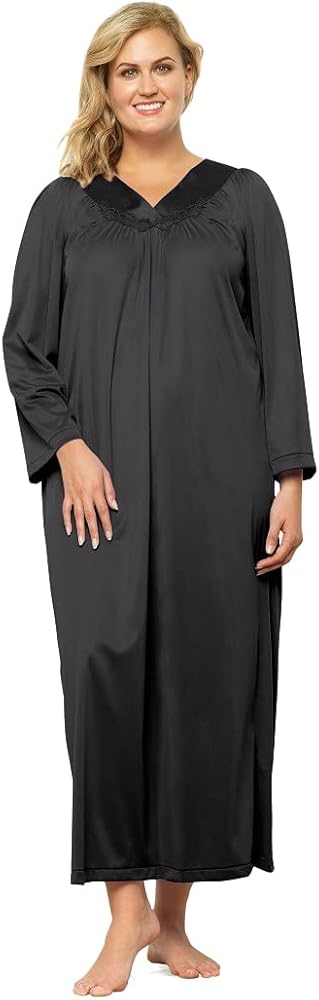 Exquisite Form 50107 Women's Nylon Tricot Long Sleeve Ankle Length Nightgown