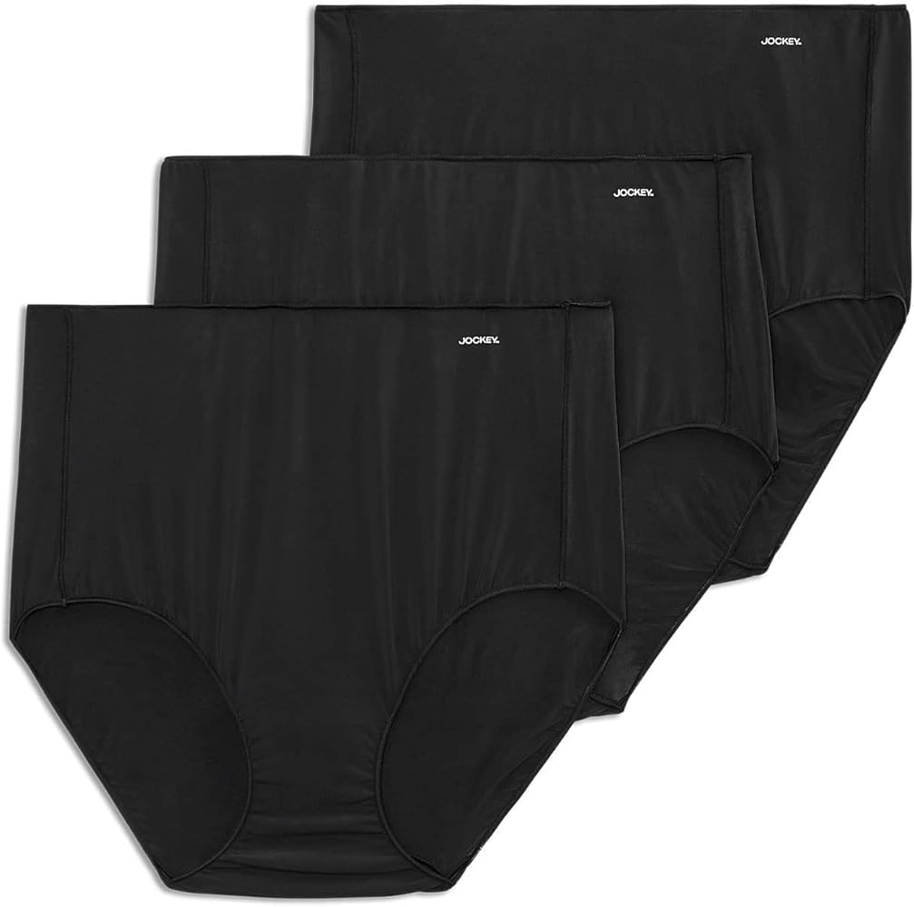 Jockey Women's Underwear No Panty Line Promise Tactel Brief - 3 Pack, Black, 8