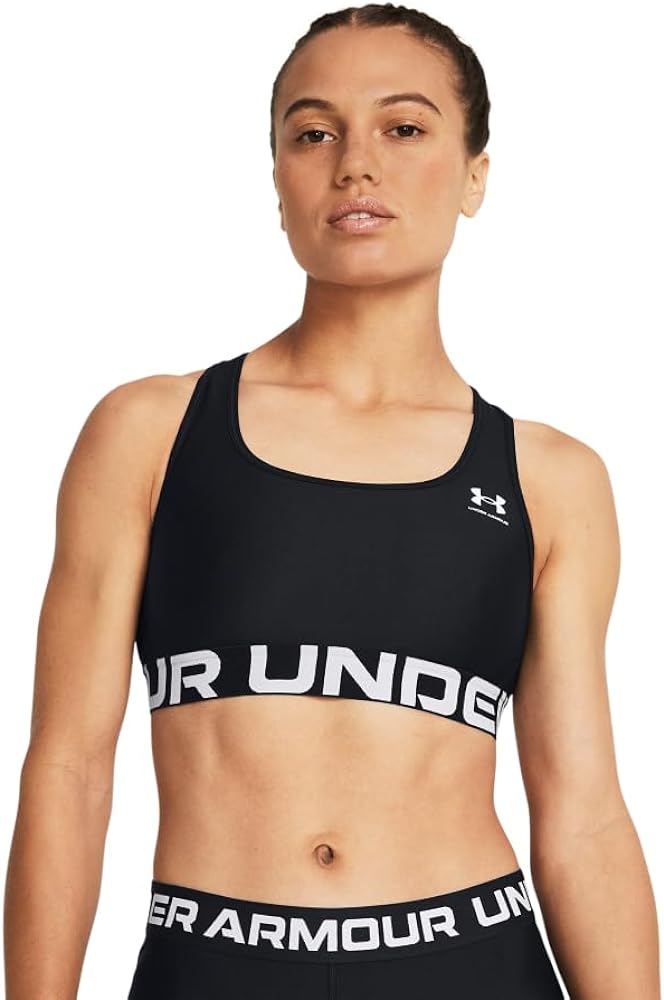 Under Armour Heatgear Authentics Mid Impact Branded Sports Bra