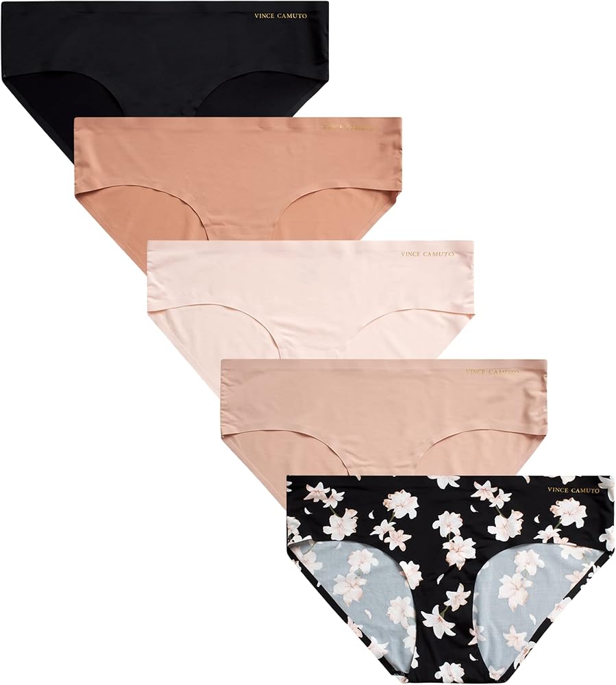 Vince Camuto Women's Hipster Underwear - 5 Pack Ultra Soft Breathable Seamless Panties for Women - Sexy Women's Lingerie