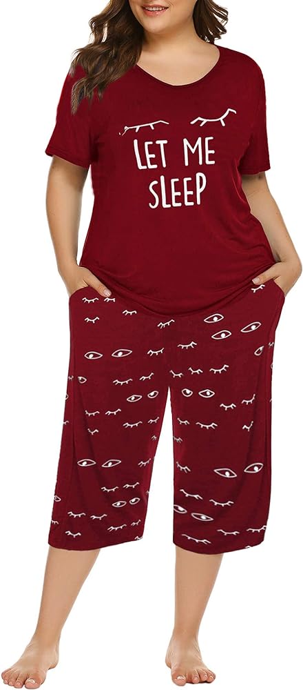 Tongmingyun plus size pajamas capris pants set striped for women Sleep Shirts loungewear sleepwear 3x 4x 5x