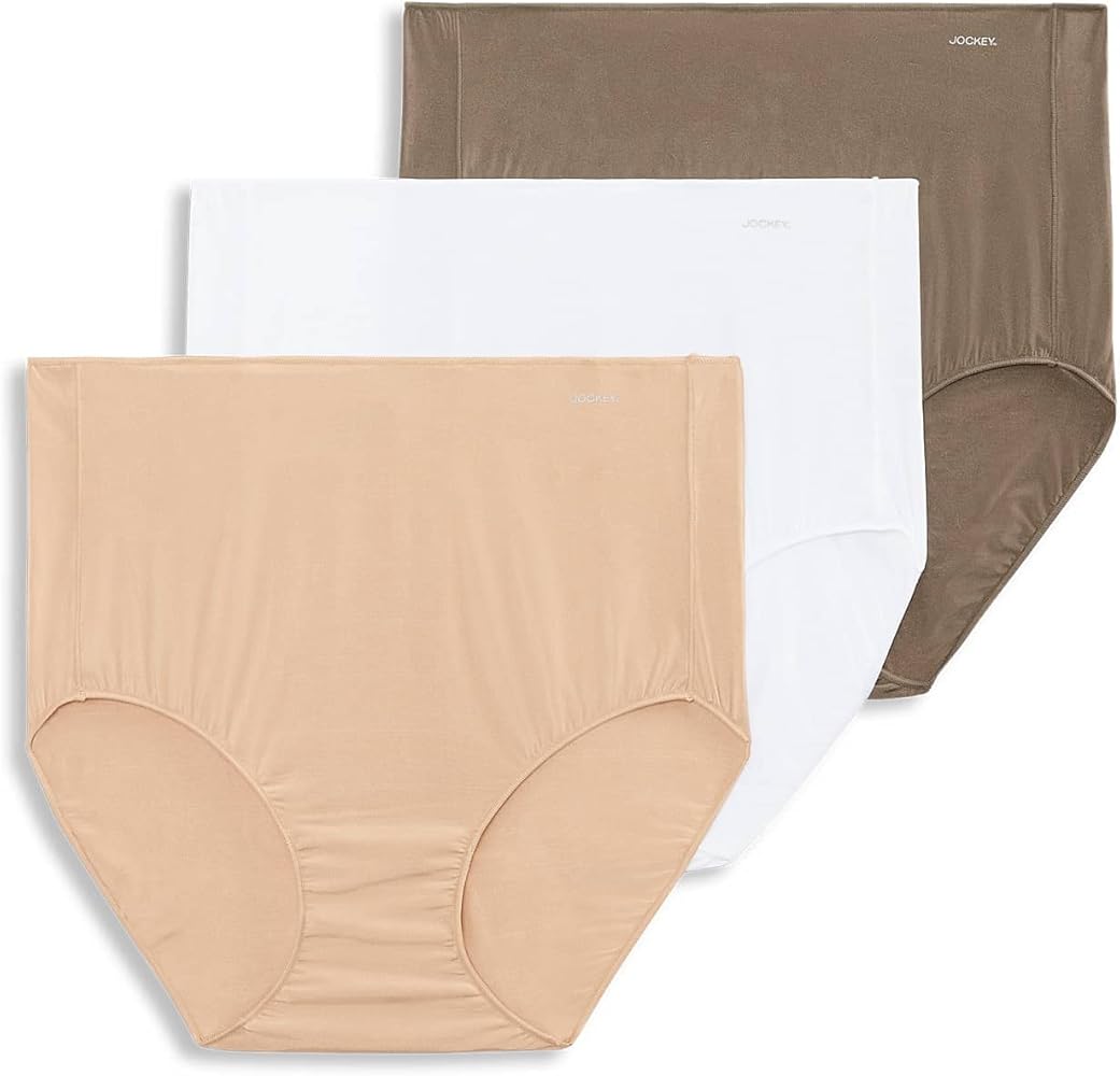 Jockey Women's Underwear No Panty Line Promise Tactel Brief - 3 Pack, White/Light/Deep Beige, 7