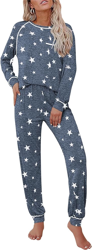 Ekouaer Pajamas Set for Women Soft Comfy Pjs Sets Long Sleeve Sleepwear Loungewear S-XXL