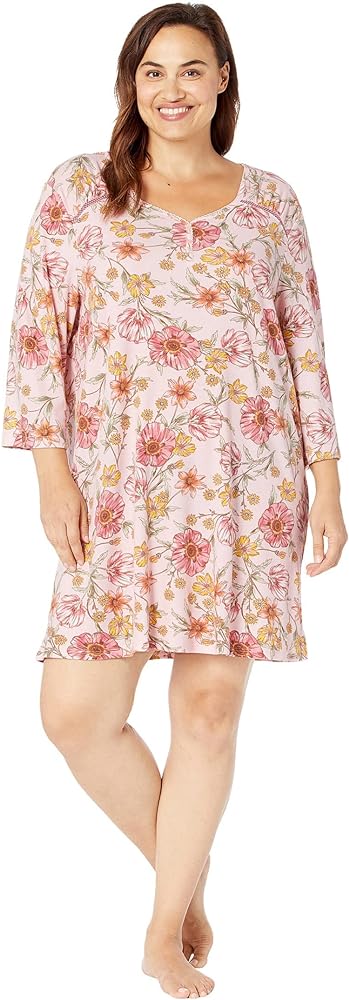 Karen Neuburger Women's Size Long Sleeve Sleepdress Pj, Sketch Floral, 20-22 Plus