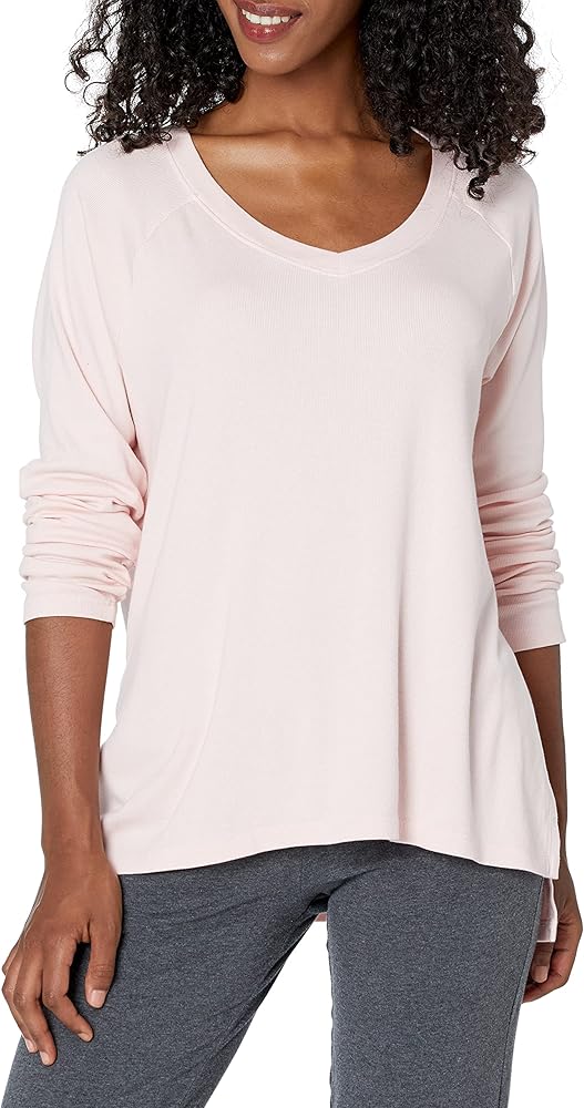 PJ Harlow Women's Frankie-Rib Knit High/Low Sweatshirt with Slit