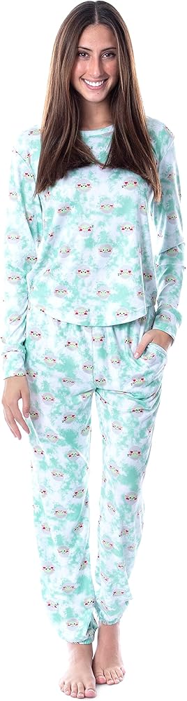 Star Wars Women's The Mandalorian The Child in Pram Long Sleeve Shirt and Jogger 2 Piece Pajama Set Loungewear