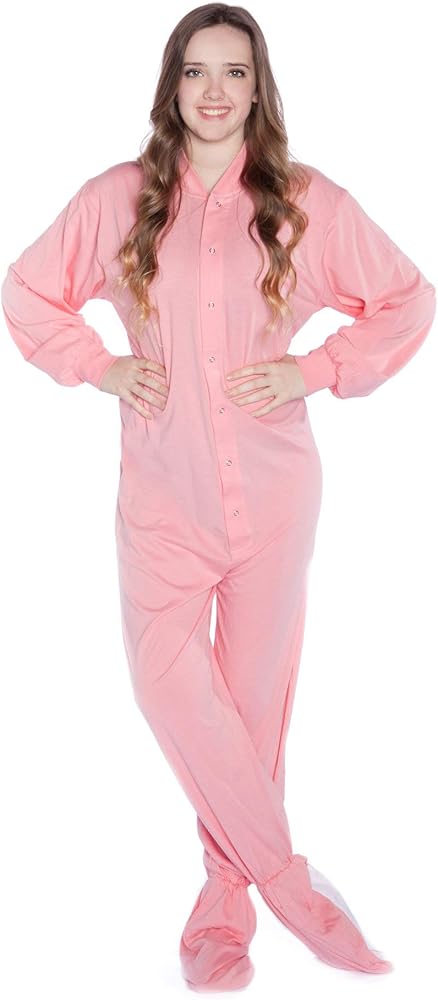 One Piece Cotton Knit Adult Men's & Women's Footed Onesie Pajama