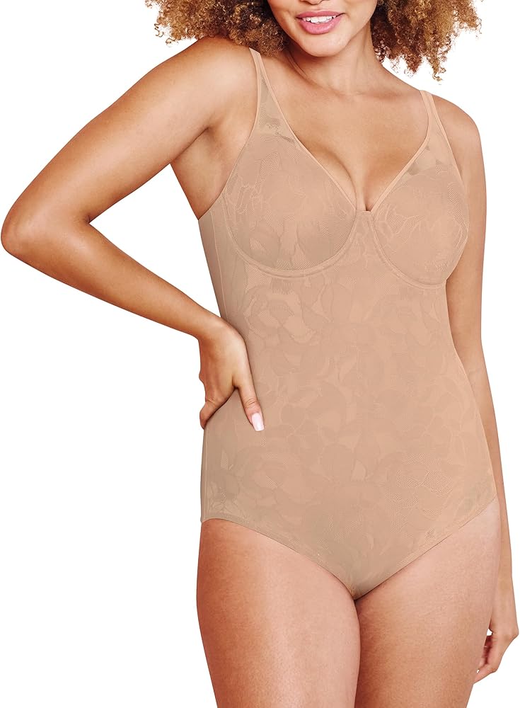 Bali Women's Firm-Control Ultra-Light Body Shaper with Lace, Built-In Underwire Bra