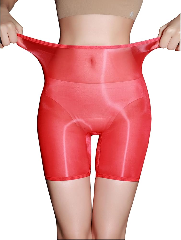 Women's Sexy Oil Shiny Glossy Boxer Briefs See Through Sheer Boyshort Panties Nylon Sheer Seamless Underwear