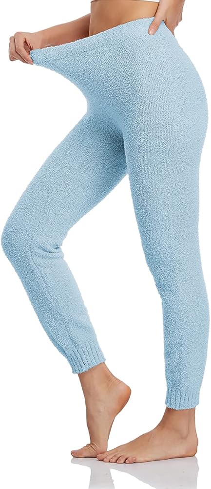 Famulily Womens Cozy Soft Fuzzy Pants Warm Winter Loungewear Causal High Waisted Pjs Pants with Cuff