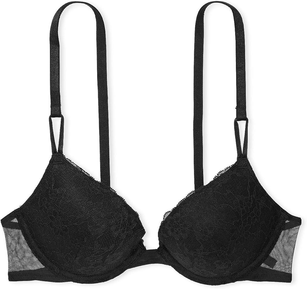 Victoria's Secret Sexy Tee Push Up Bra, Padded, Lace, Bras for Women, Black (38B)