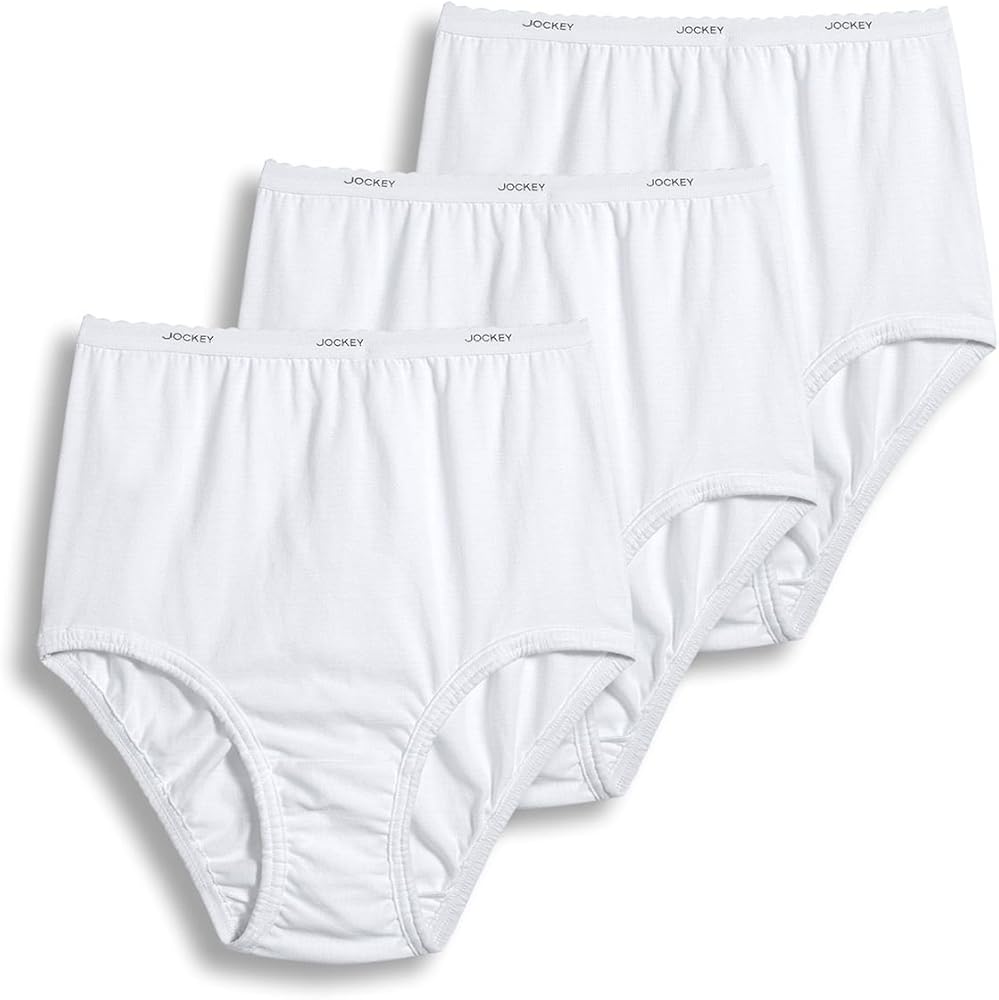 Jockey Women's Underwear Classic Brief - 3 Pack, White, 5