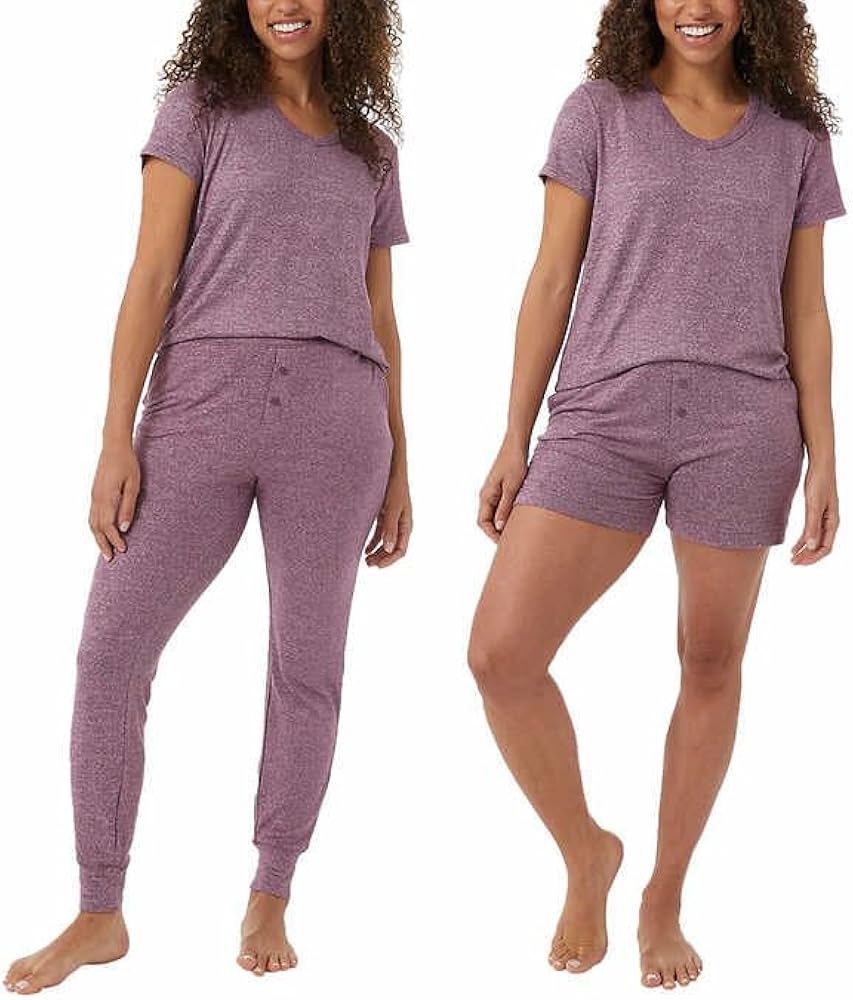 32 Degrees Lounge Sets for Women - Pajama Sets 3 Piece - Jogger, Shorts, Shirt - Womens Sleepwear (Purple, XXL)