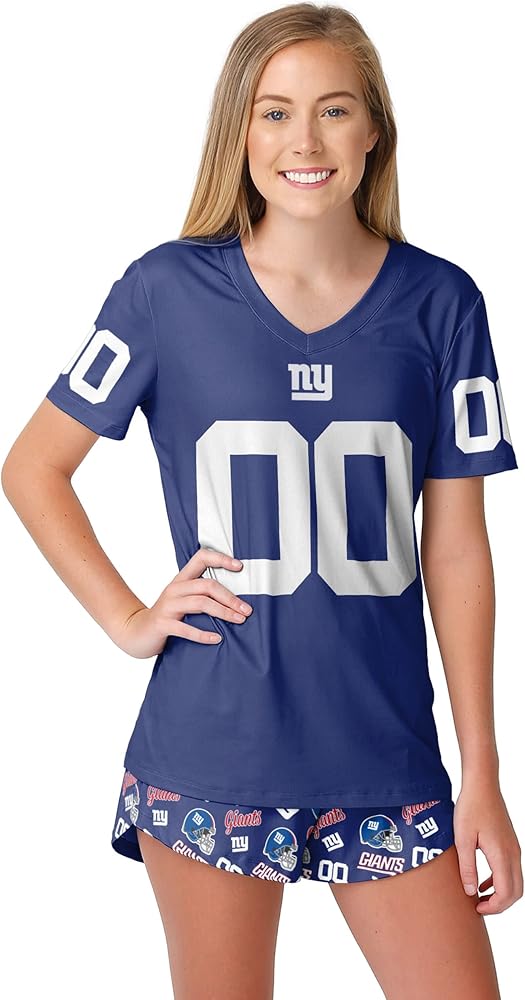 FOCO Women's NFL Team Logo Ladies Gameday Ready Jersey Pajama Set