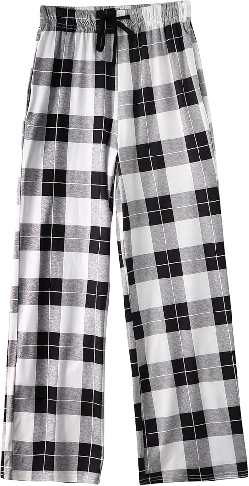 Verdusa Women's Plaid Print Drawstring Waist Pajama Pants Sleepwear Lounge Bottom