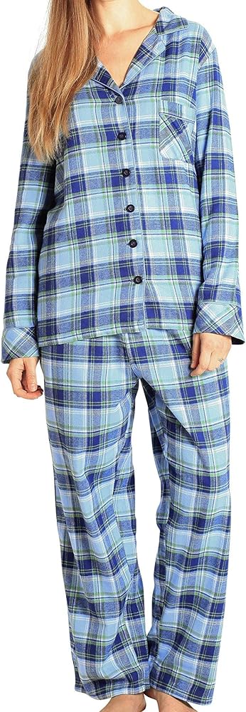 EVERDREAM Sleepwear Womens Flannel Pajamas, Long 100% Cotton Pj Set