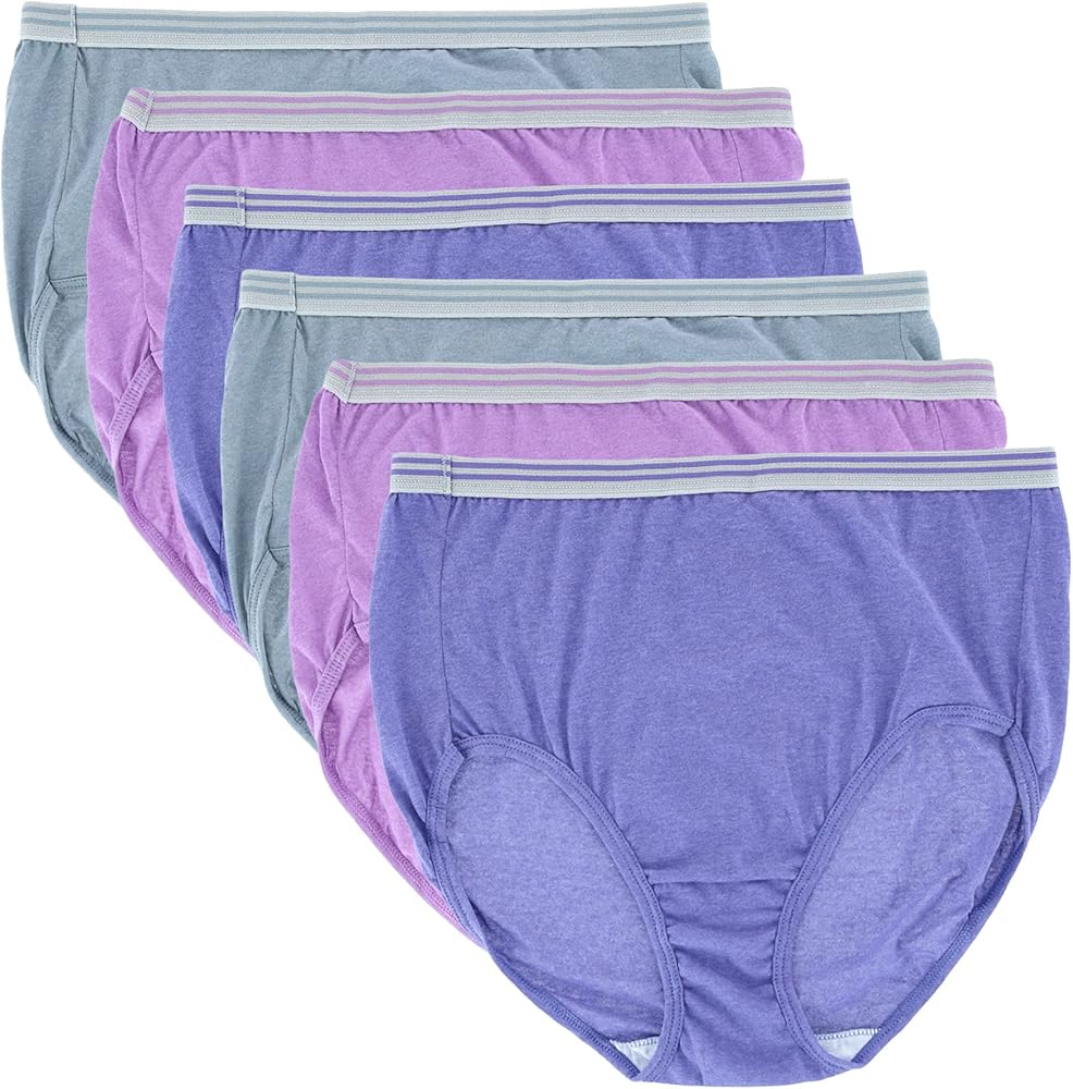 Fruit of the Loom Fit for Me Womens Plus Heather Assorted Brief Underwear, 6 Pack, 13, ASSORTED