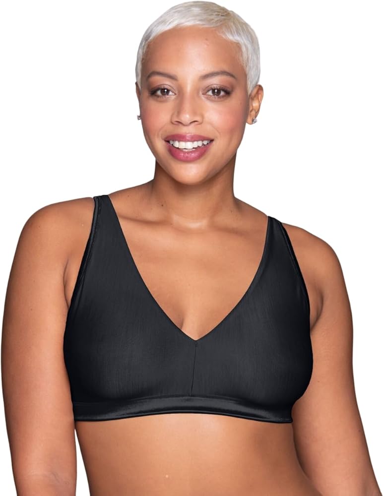 Vanity Fair Womens Illumination Wireless Bralette, L, Midnight Black