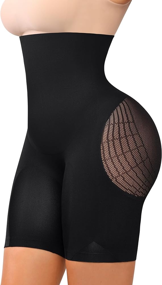 SHAPELLX Butt Lifting Shapewear Tummy Control High Waist Faja Body Shaper Shorts with Removable Straps