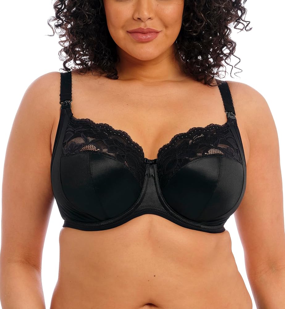 Elomi Molly Stretch Lace Underwire Nursing Bra (4542),36K,Black