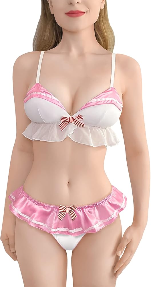 Littleforbig Women Magical Girls Nightwear Sexy Sailor Collar Sleeveless Backless Bikini Bra Panties Bikini Set