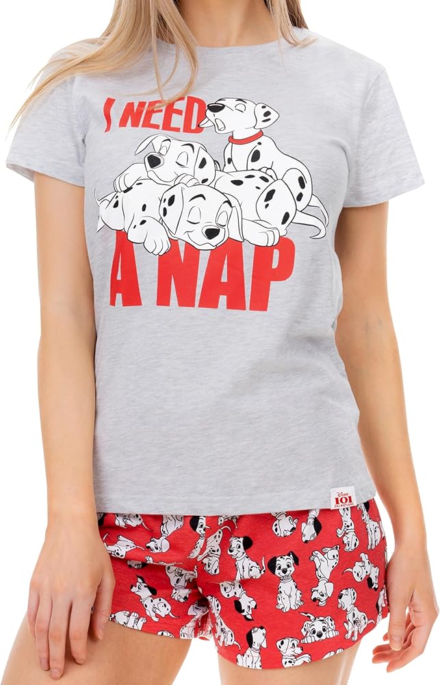 Disney Pajamas Women | 101 Dalmatians Pajama Set | Short Summer Pjs Grey Large