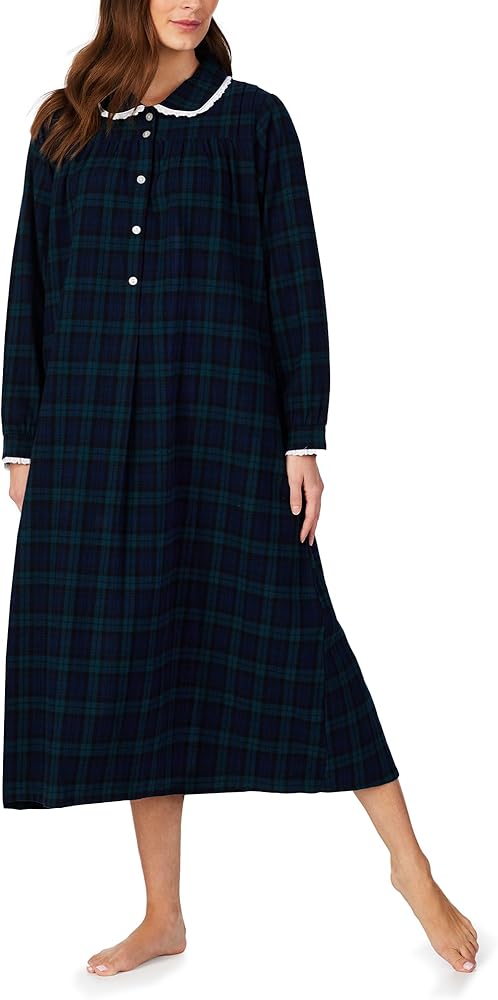 Sleepwear for Women Classic Peterpan Long Sleeve Soft Flannel Pajama Nightgown