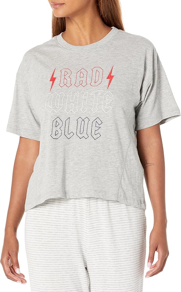 PJ Salvage Women's Loungewear Rad White & Blue Short Sleeve T-Shirt