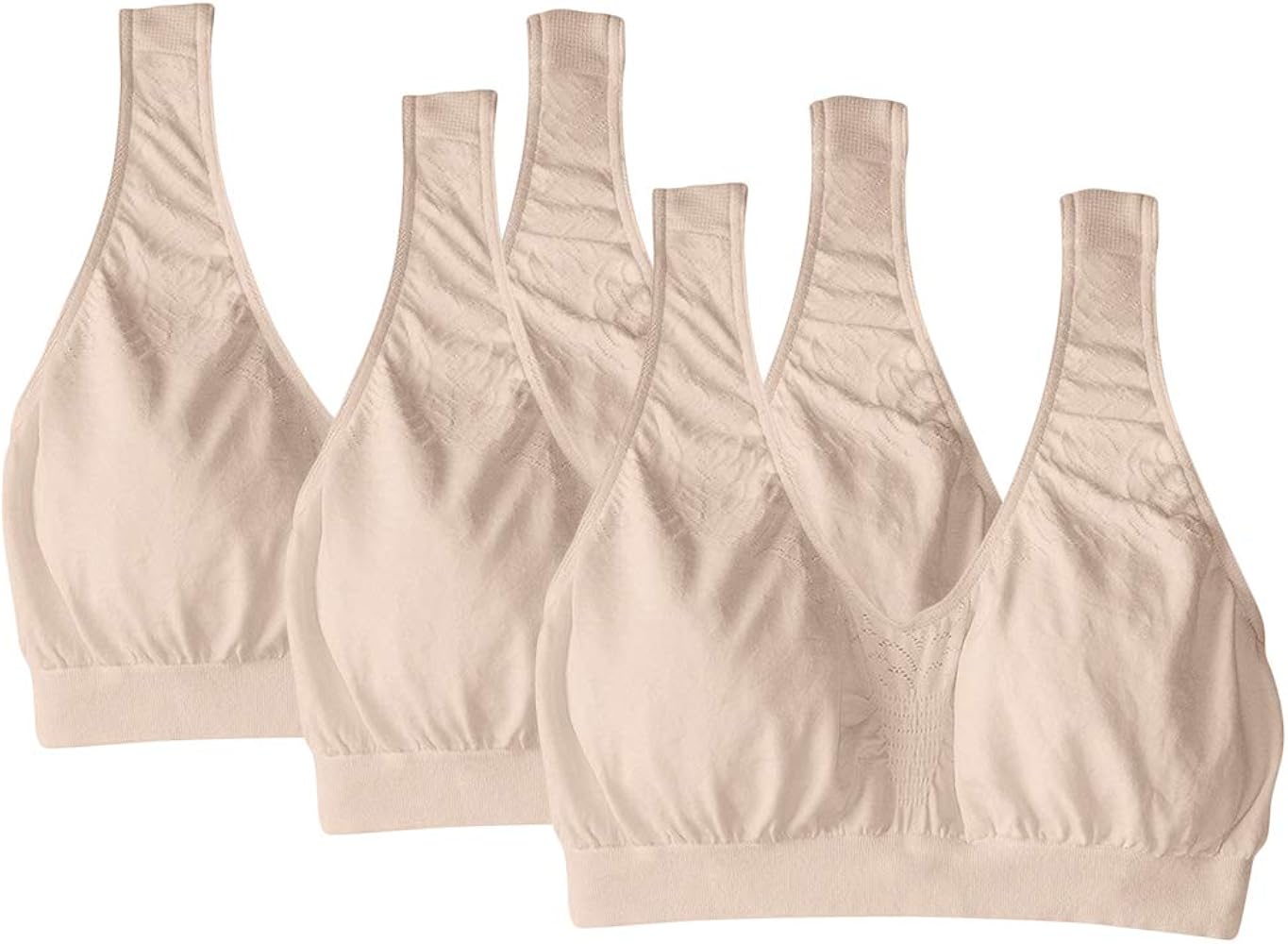 3 Pack Light Beige Bali 103j Bra Seamless Microfiber Crop top